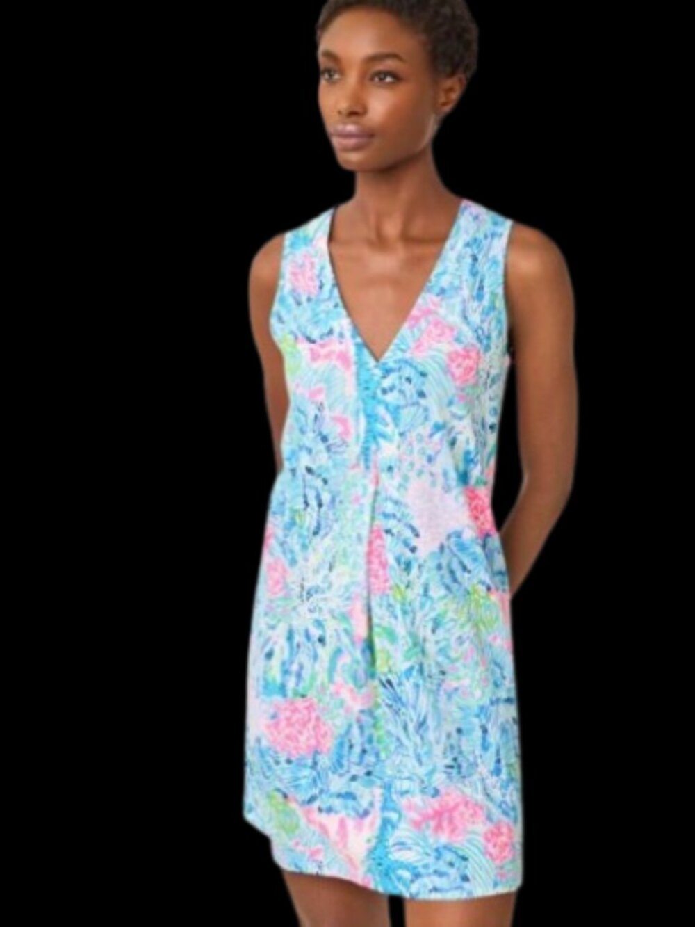 Lilly Pulitzer Women's Amina V-Neck Swing Dress Multi Sink or Swim